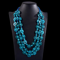 Bohemian Multi-Layered Wooden Bead Necklace-BLAU-State of Style