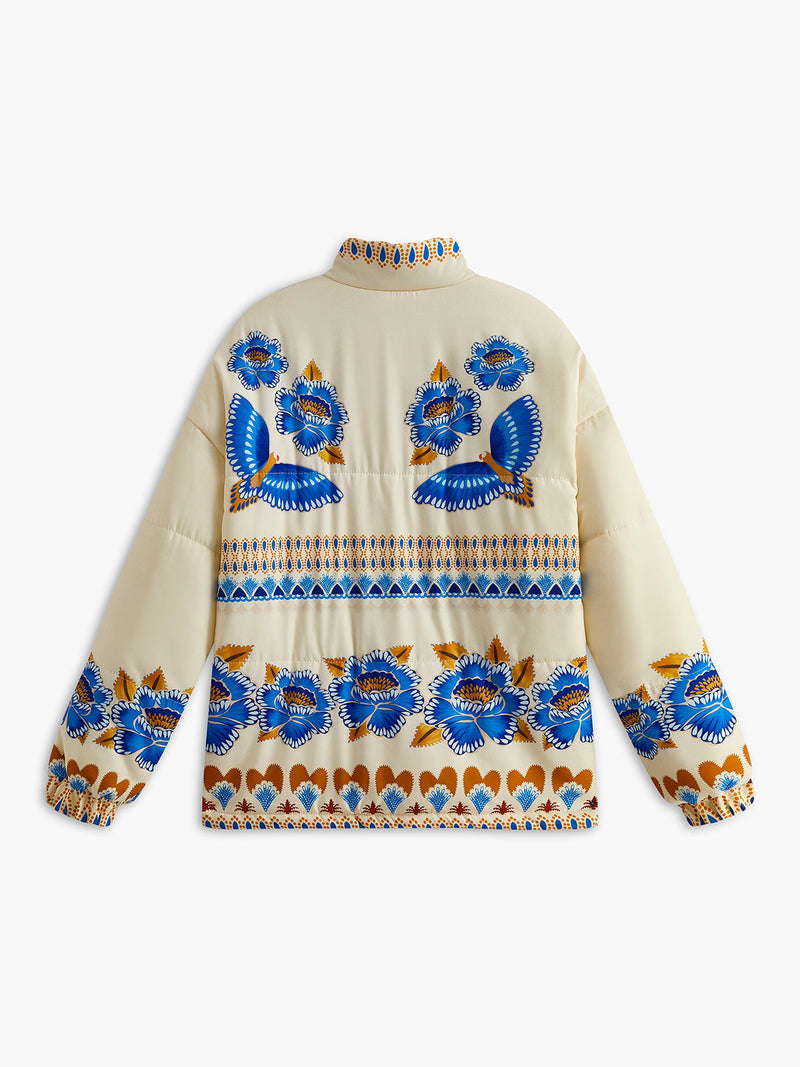 Bohemian Winter Jacket with Print and Zip - Zahara-S-State of Style