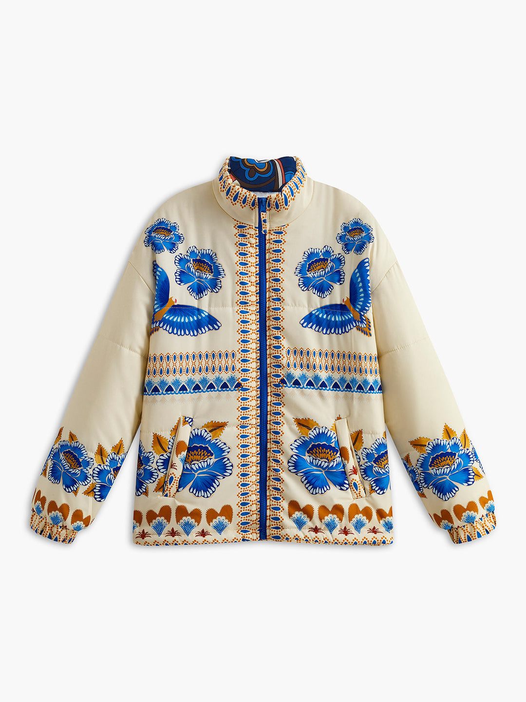 Bohemian Winter Jacket with Print and Zip - Zahara-S-State of Style