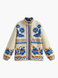 Bohemian Winter Jacket with Print and Zip - Zahara-S-State of Style