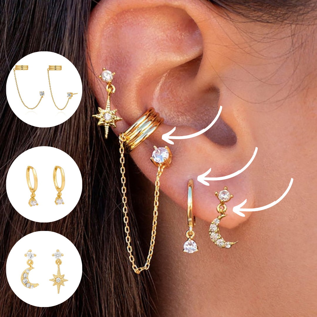 Boho Chic Earring Set - Amira-3-Pair Set-Gold-State of Style