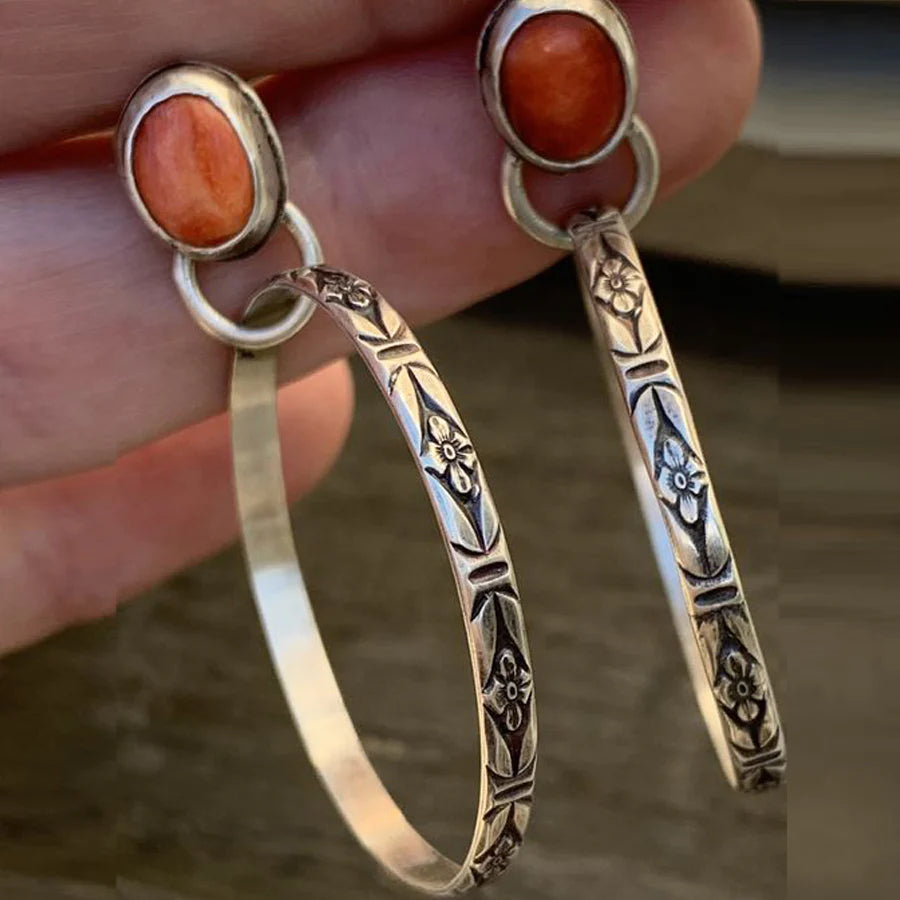Boho Earrings Vintage Onyx - Esme-Red-State of Style