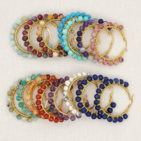 Boho Natural Crystal Large Hoop Earrings - Sanne-Amazonite-State of Style