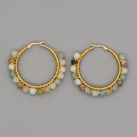 Boho Natural Crystals Large Hoop Earrings - Sanne-Afrikaans Turquoise-State of Style