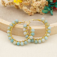 Boho Natural Crystals Large Hoop Earrings - Sanne-Amazonite-State of Style