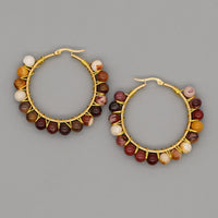 Boho Natural Crystals Large Hoop Earrings - Sanne-Indian Agate-State of Style