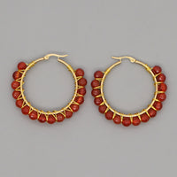 Boho Natural Crystals Large Hoop Earrings - Sanne-Red quartz-State of Style