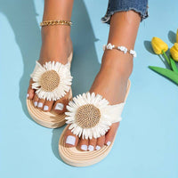 Boho Slip-On Sandals with Flower Detail – Marivi-Black-3-State of Style