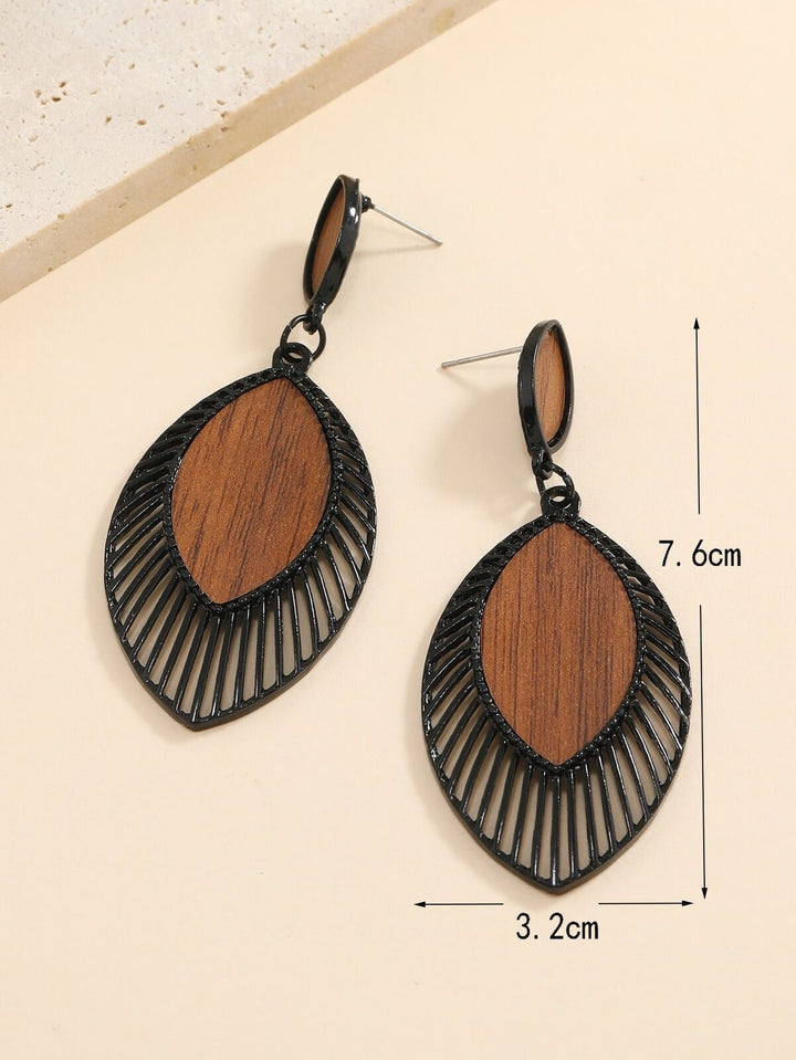 Boho Wood Teardrop Earrings | Trendy and Lightweight Jewellery-Style 1-State of Style