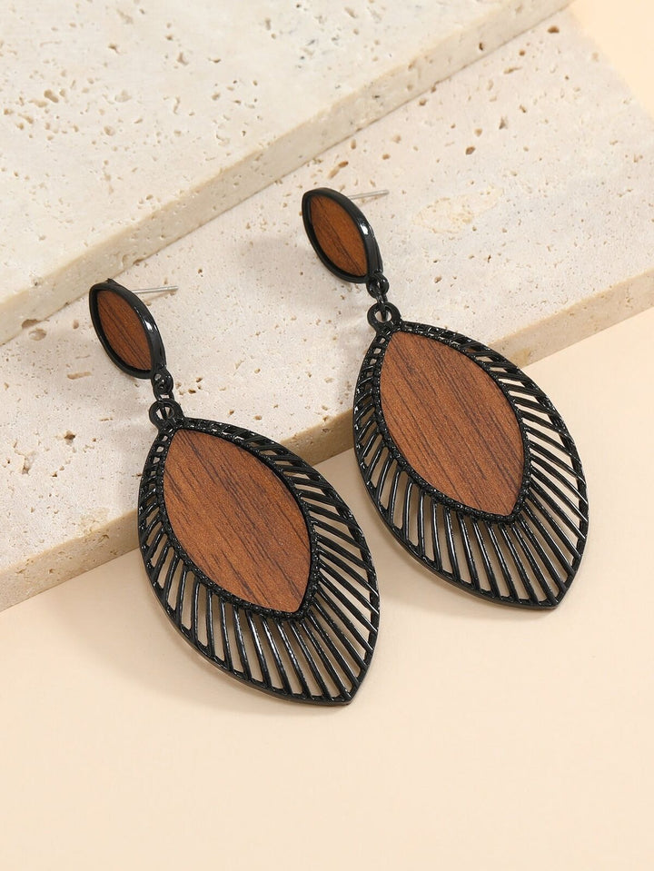 Boho Wood Teardrop Earrings | Trendy and Lightweight Jewellery-Style 1-State of Style