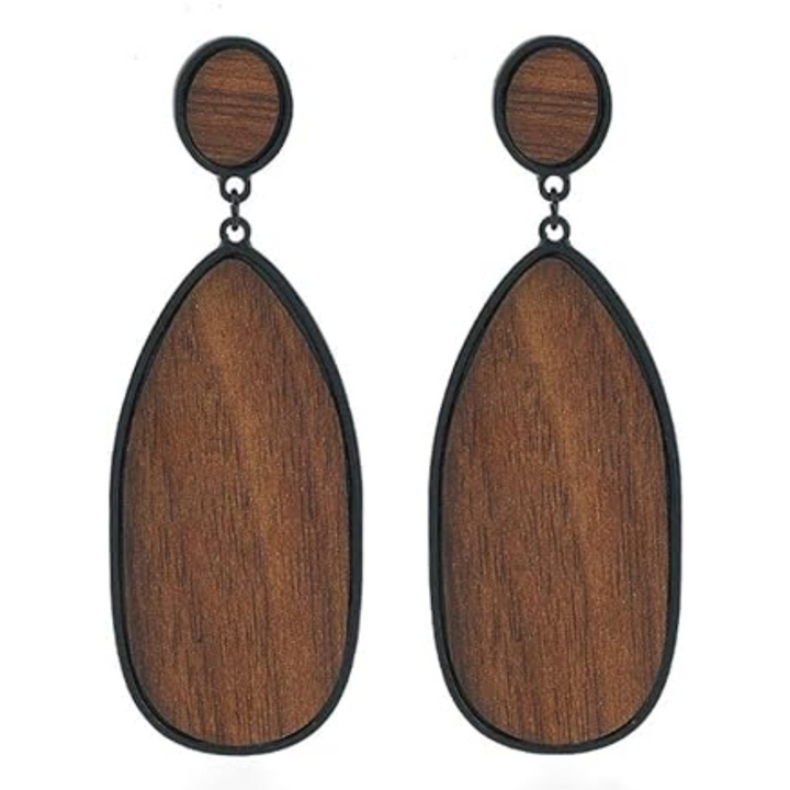 Boho Wood Teardrop Earrings | Trendy and Lightweight Jewellery-Style 3-State of Style