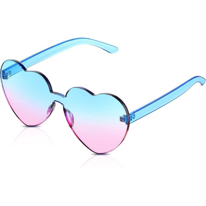 Borderless Heart-Shaped Transparent Sunglasses - Cora-Blue-Pink-State of Style