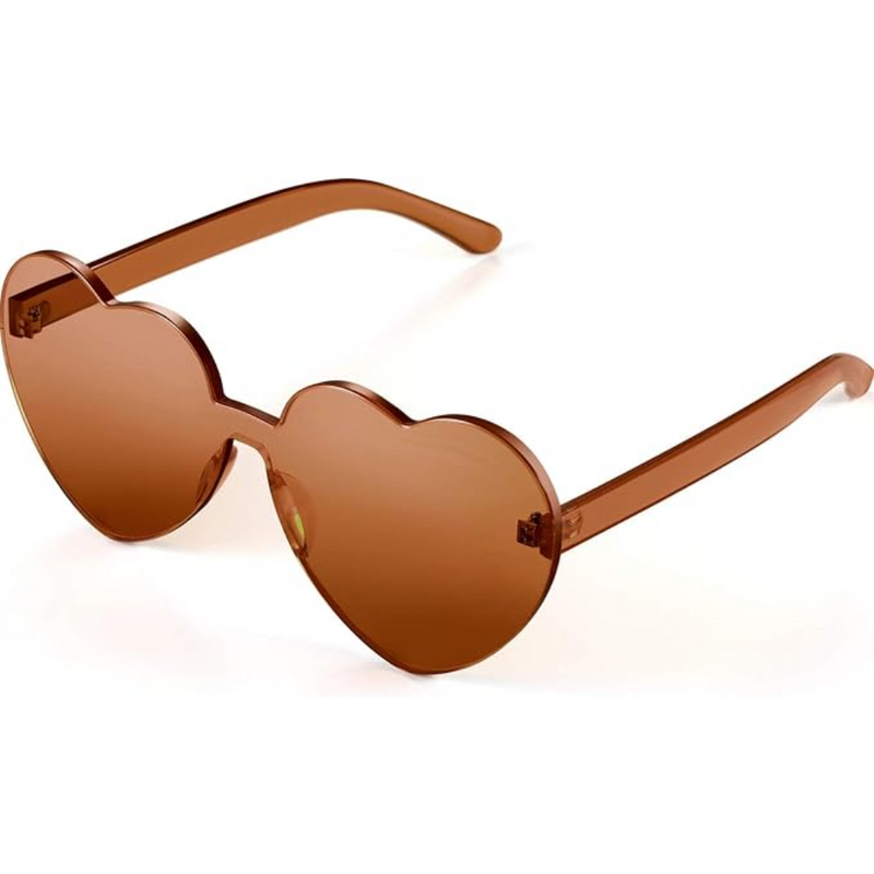 Borderless Heart-Shaped Transparent Sunglasses - Cora-Brown-State of Style