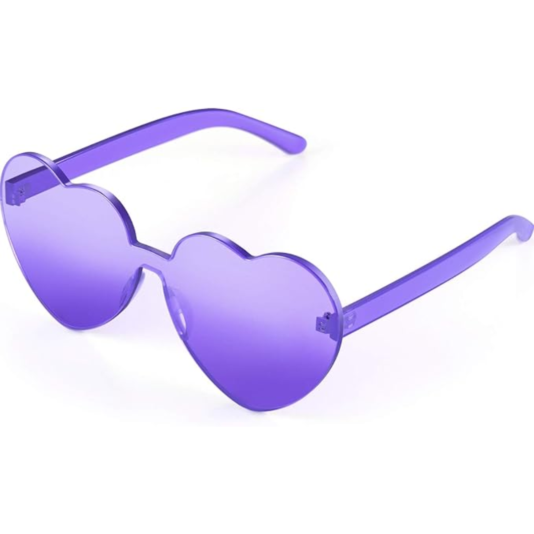 Borderless Heart-Shaped Transparent Sunglasses - Cora-Purple-State of Style