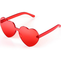 Borderless Heart-Shaped Transparent Sunglasses - Cora-Red-State of Style