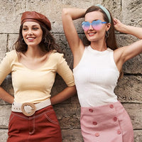 Borderless Heart-Shaped Transparent Sunglasses - Cora-Yellow-State of Style