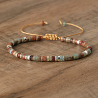 Braided Bracelet with 2.4 mm Natural Stone Rollers - Seraphina-Agalmatolite-State of Style