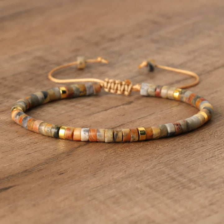 Braided Bracelet with 2.4 mm Natural Stone Rollers - Seraphina-Agate-State of Style