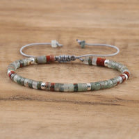 Braided Bracelet with 2.4 mm Natural Stone Rollers - Seraphina-Bloedsteen-State of Style
