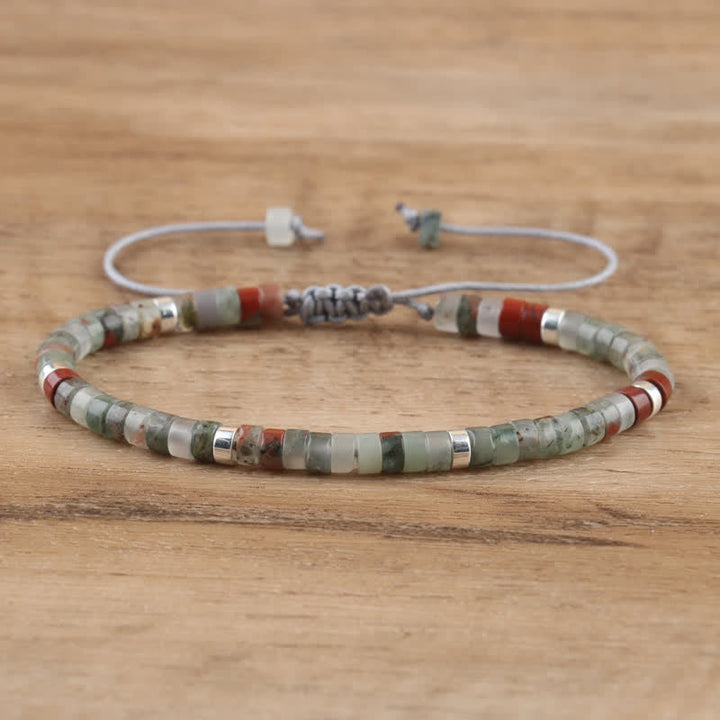 Braided Bracelet with 2.4 mm Natural Stone Rollers - Seraphina-Bloedsteen-State of Style