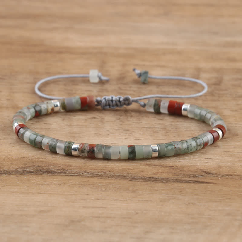Braided Bracelet with 2.4 mm Natural Stone Rollers - Seraphina-Bloedsteen-State of Style