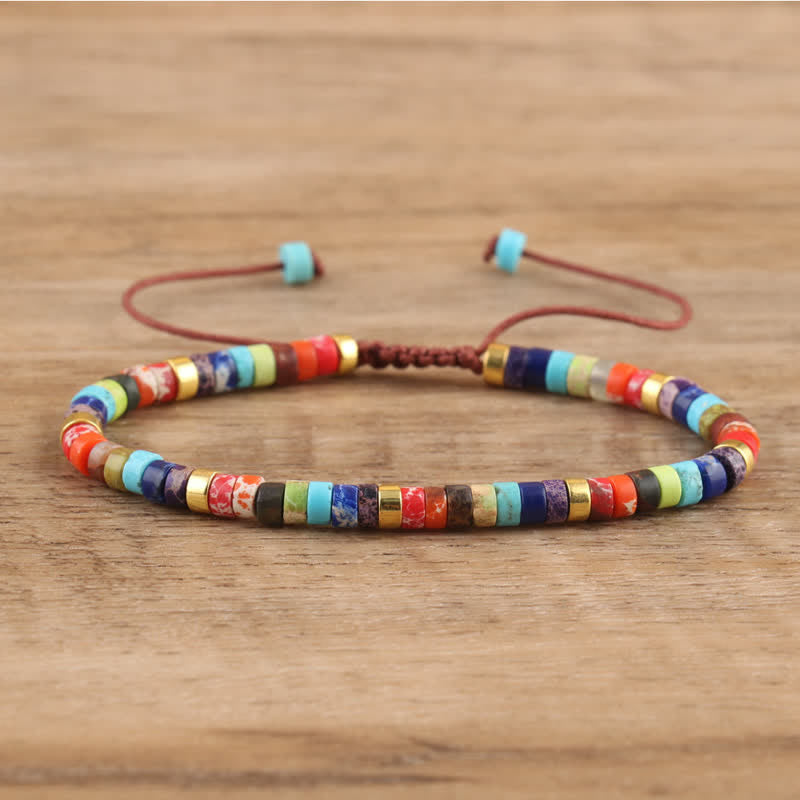 Braided Bracelet with 2.4 mm Natural Stone Rollers - Seraphina-Chakra-State of Style