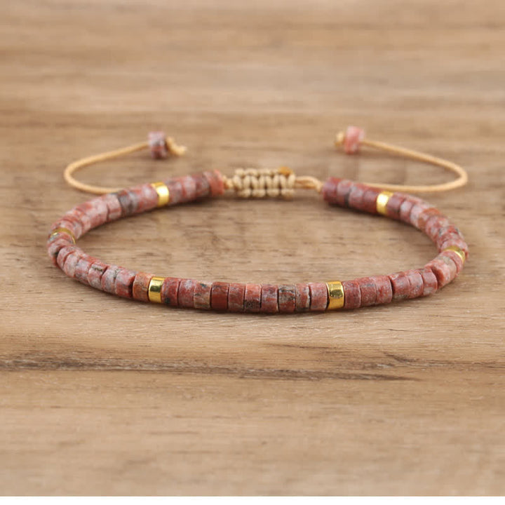 Braided Bracelet with 2.4 mm Natural Stone Rollers - Seraphina-Granite-State of Style