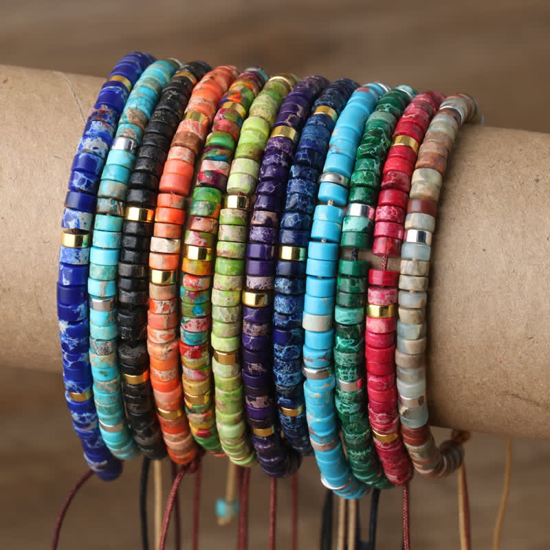 Braided Bracelet with 2.4 mm Natural Stone Rollers - Seraphina-Kaiserstein-State of Style