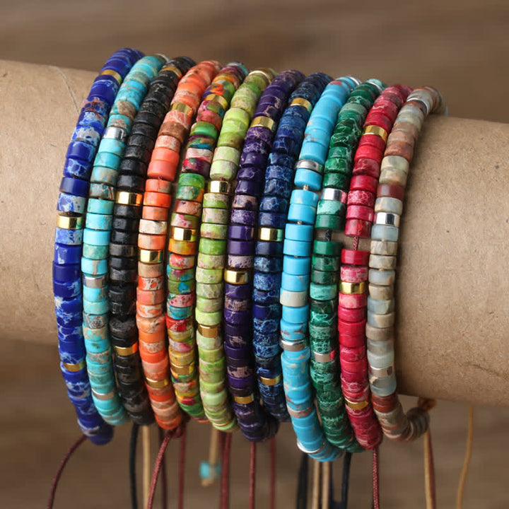 Braided Bracelet with 2.4 mm Natural Stone Rollers - Seraphina-Kaiserstein-State of Style