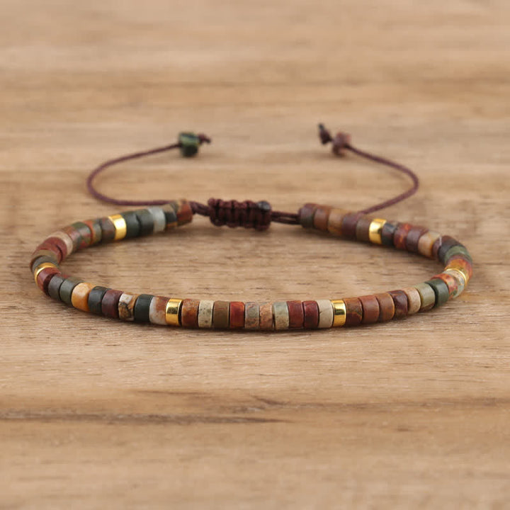 Braided Bracelet with 2.4 mm Natural Stone Rollers - Seraphina-Red the-State of Style