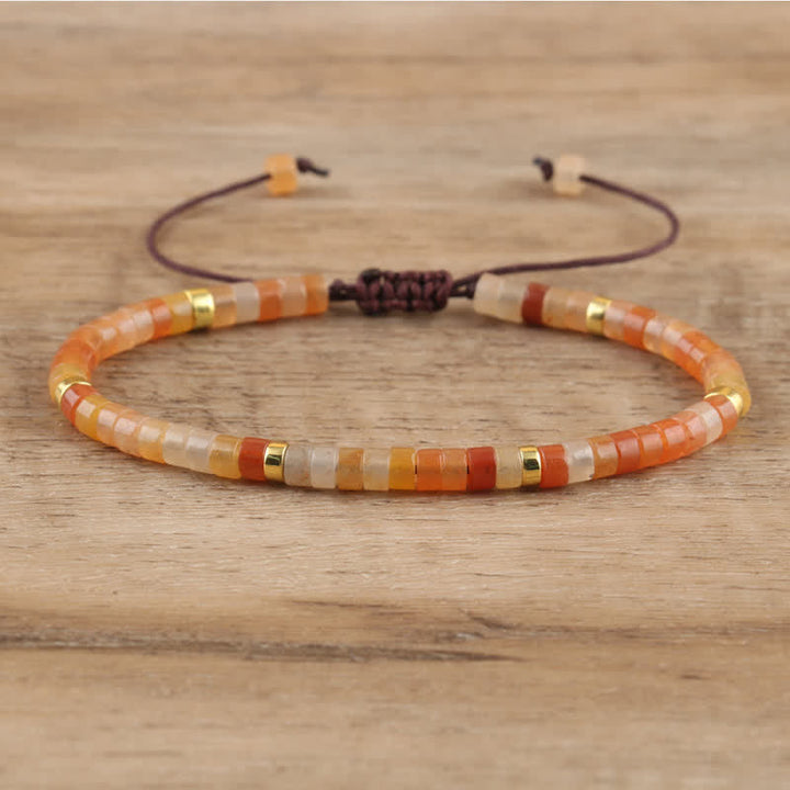 Braided Bracelet with 2.4 mm Natural Stone Rollers - Seraphina-Rode aventurijn-State of Style