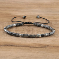 Braided Bracelet with 2.4mm Natural Stone Rollers - Seraphina-Black Lightning Stone-State of Style