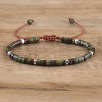 Braided Bracelet with 2.4mm Natural Stone Rollers - Seraphina-Dragon Bloodstone-State of Style