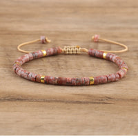 Braided Bracelet with 2.4mm Natural Stone Rollers - Seraphina-Granite-State of Style