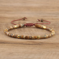 Braided Bracelet with 2.4mm Natural Stone Rollers - Seraphina-Picture Jasper-State of Style