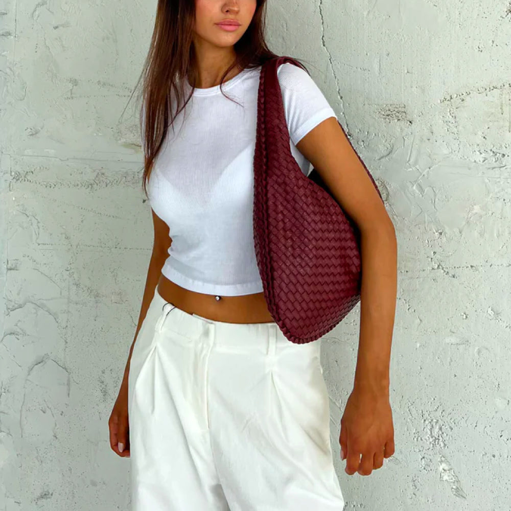 Braided Design Bag - Sophia-Red-State of Style