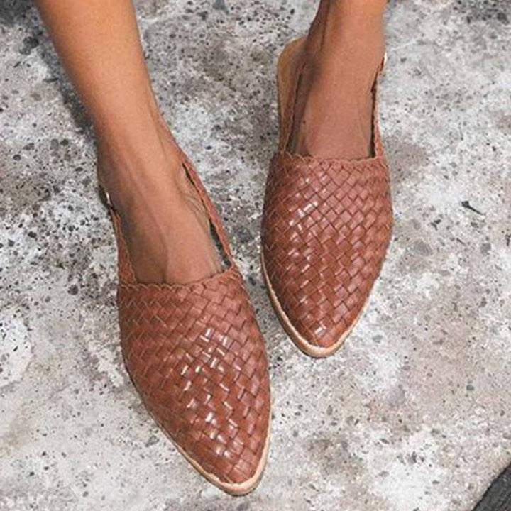 Braided Leather Women's Sandals - Lia-Brown-3.0-State of Style