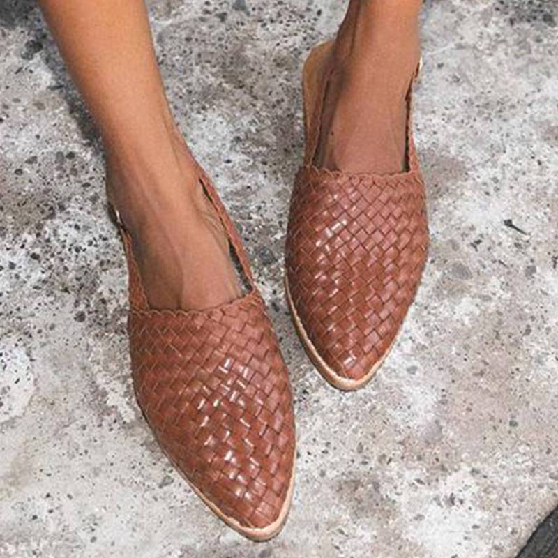 Braided Leather Women's Sandals - Lia-Brown-3.0-State of Style