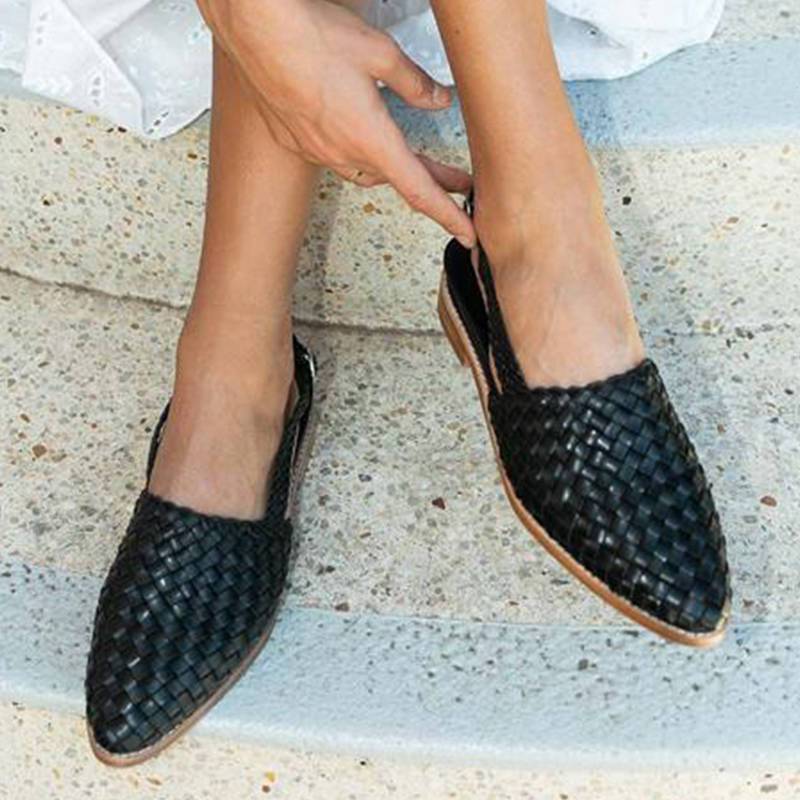 Braided Leather Women's Sandals - Lia-Brown-3.0-State of Style