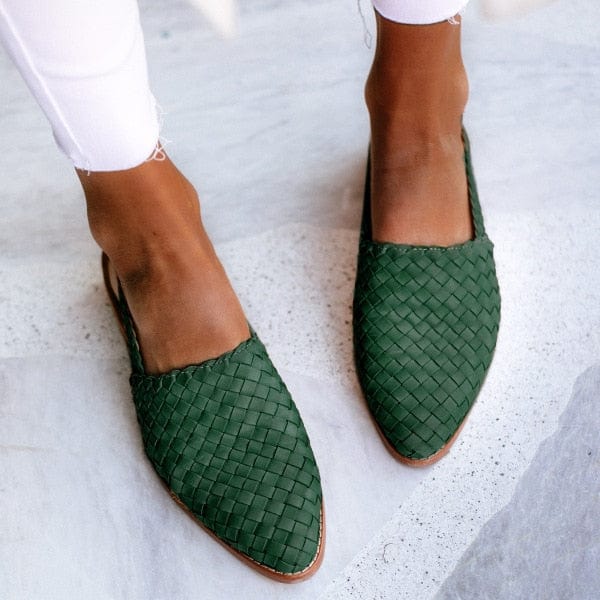 Braided Leather Women's Sandals - Lia-Green-3.0-State of Style