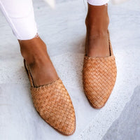 Braided Leather Women's Sandals - Lia-Light brown-3.0-State of Style