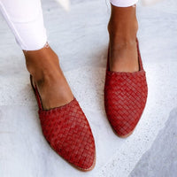 Braided Leather Women's Sandals - Lia-Red-3.0-State of Style