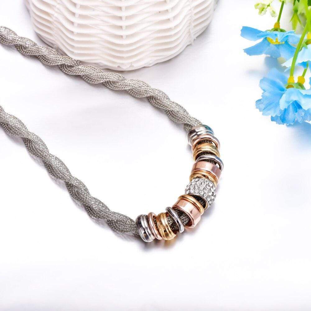 Braided Stylish Necklace - Lynora-Silver-State of Style