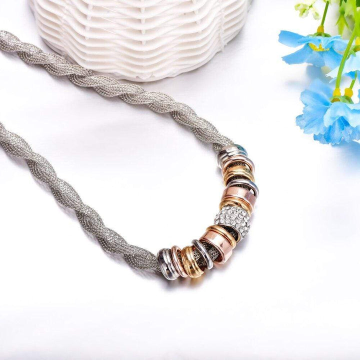 Braided Stylish Necklace - Lynora-Silver-State of Style