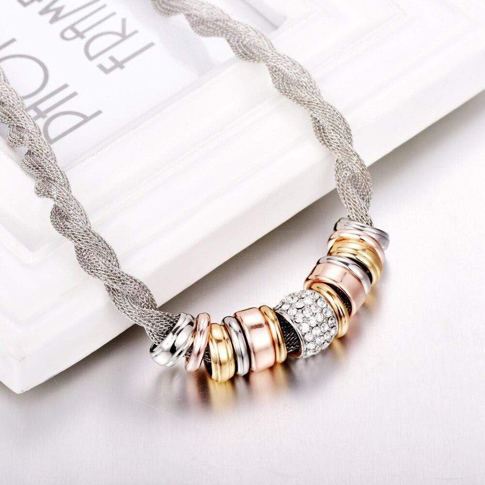 Braided Stylish Necklace - Lynora-Silver-State of Style