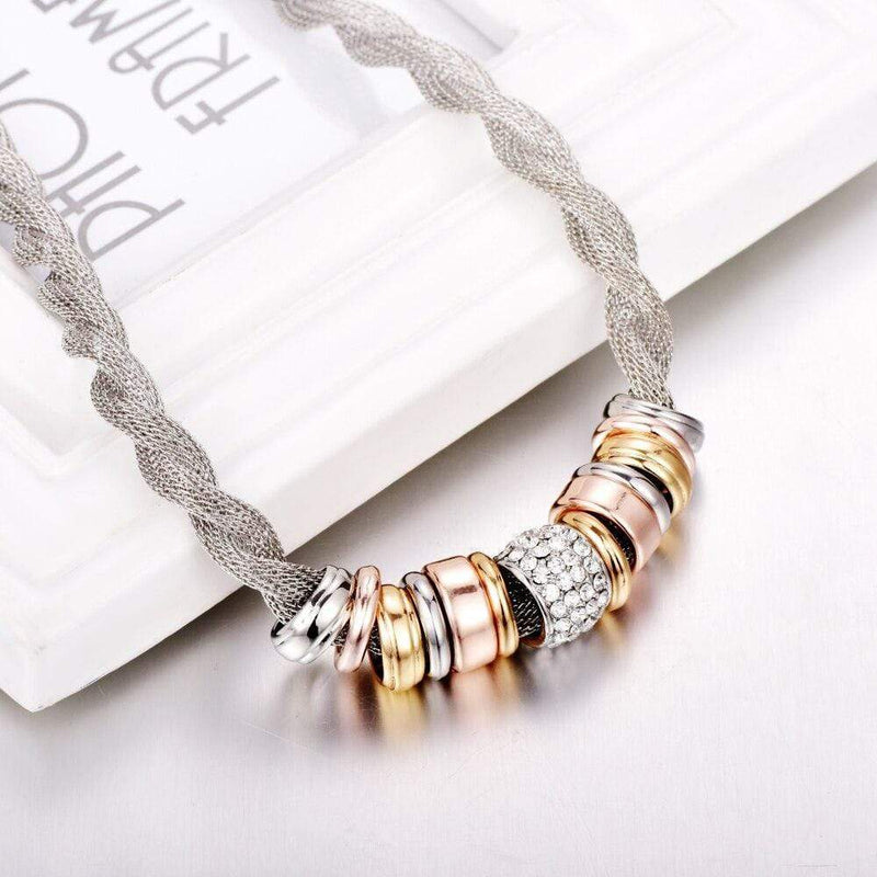 Braided Stylish Necklace - Lynora-Silver-State of Style
