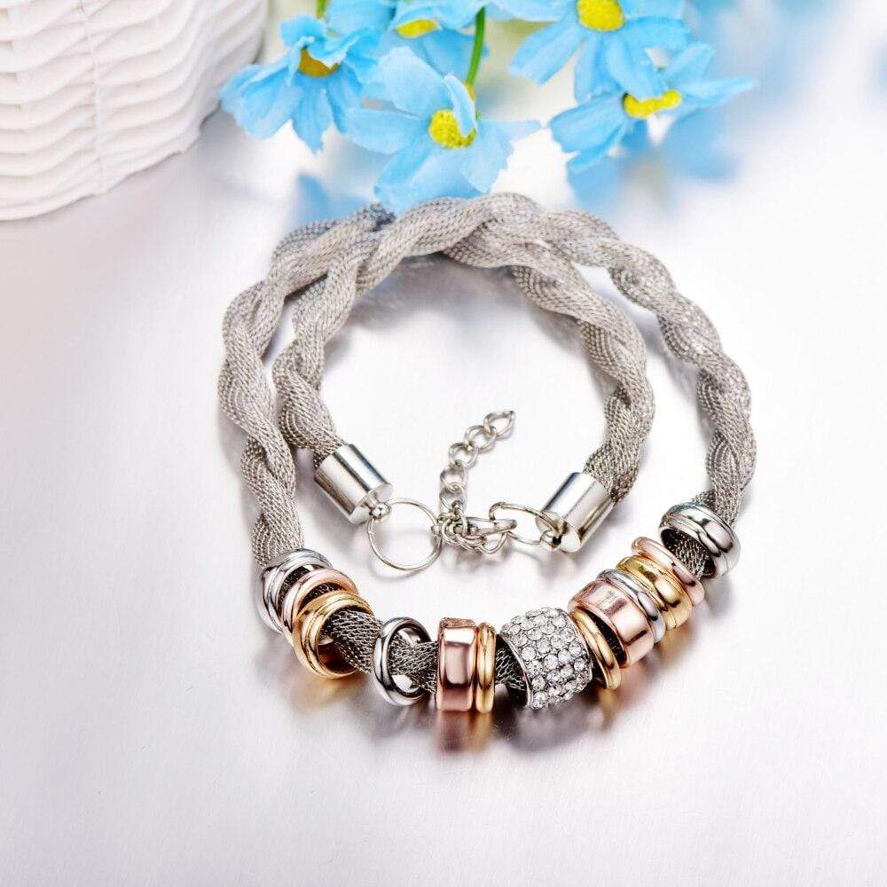 Braided Stylish Necklace - Lynora-Silver-State of Style