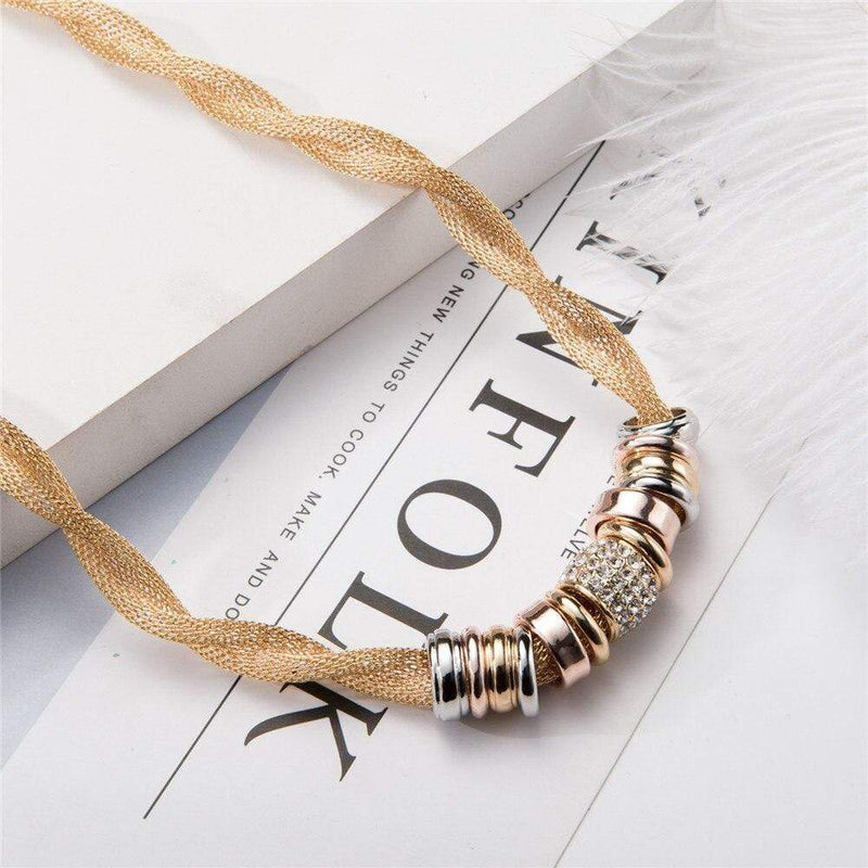 Braided Stylish Necklace - Lynora-Silver-State of Style