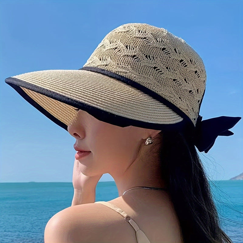 Braided Summer Hat with Bow Detail - Norah-Beige-State of Style