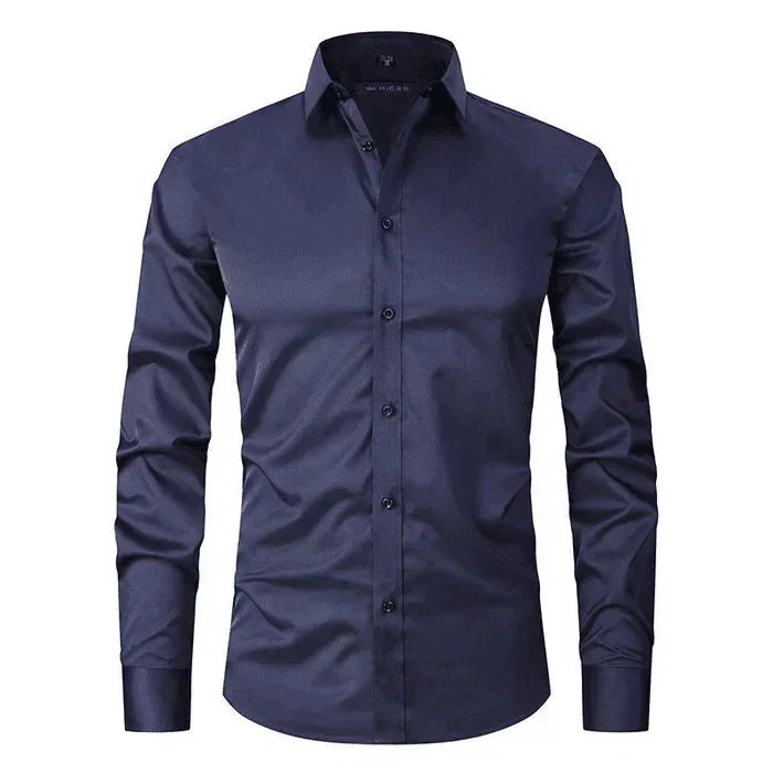 Breathable and Highly Elastic Men's Shirt - Felix-Navy White (Black Buttons)-XS-State of Style